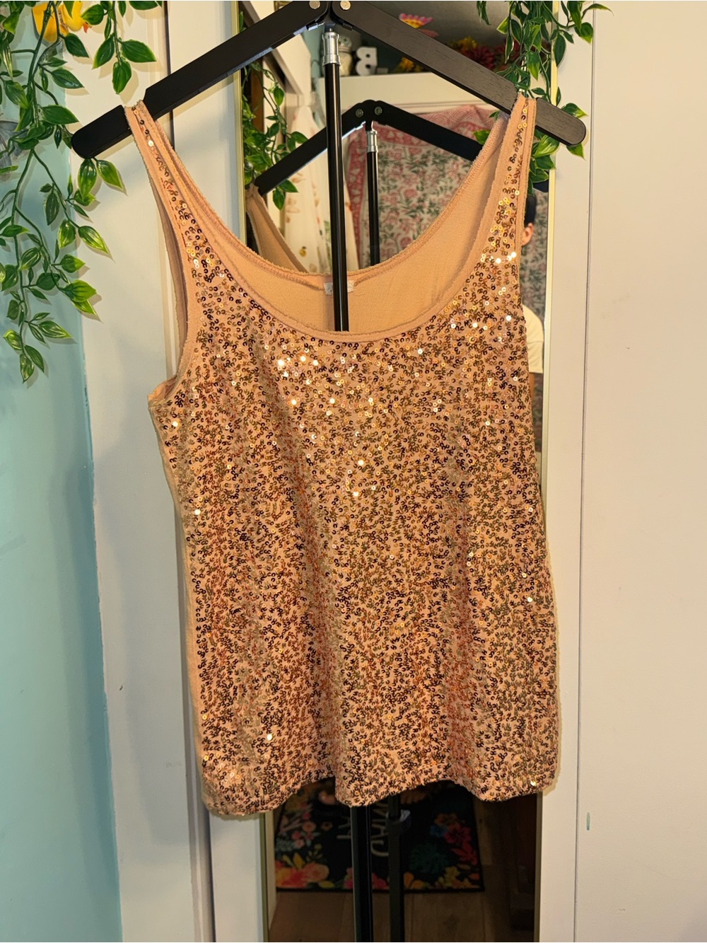 J.Crew Rose Gold Scattered Sequin Tank – Size Medium